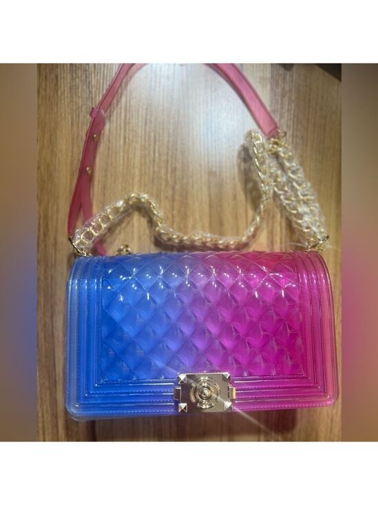 Handbags - NEW! Jelly Ombré Two tone Pink Purple Blue Quilted Goldtone Chain Purse